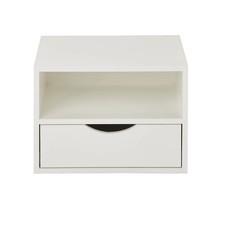 Monda Wall Mounted Matt White Drawer Bedside Table (H)250mm (W)300mm (D)350mm