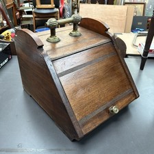Edwardian Antique Firebox Coal Scuttle Logs Fireside Storage Wood And Brass
