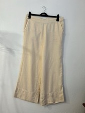 Cream Linen Wide Leg Ankle