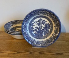 Johnson Brothers Blue & White Old Willow Soup/cereal Bowl Set X4