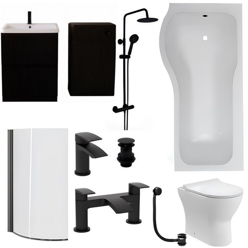 Black fluted vanity wc - fluted,