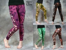 WEAVE LEGGINGS SACRED GEOMETRY Pixie Fairy Psytrance Festival Hippy Goa Lycra 