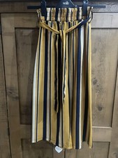 QED London NWOT Wide Leg 3/4 Striped Trousers With Elasticated Waist And Belt S