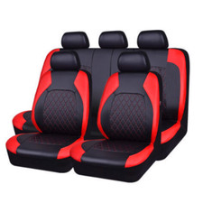 Black/Red Car Seat Cover Protectors Full Set Waterproof For Interior Accessories