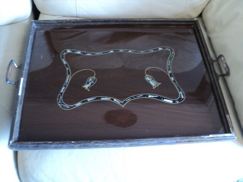 Antique inlaid wooden - , tray