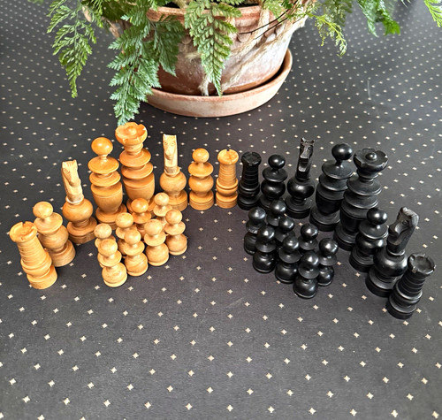 Wooden chess pieces set - set, brown