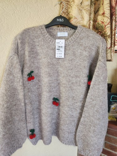 Beige cherry jumper wool mix - jumper,