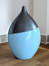 Large vase duck egg blue grey metalic pewter coloured from Sainsburys