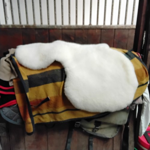 Sheepskin side saddle numnah - side, numnah.