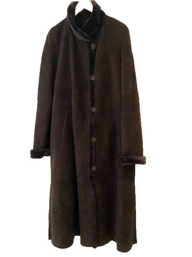 Shearling long coat size - shearling,