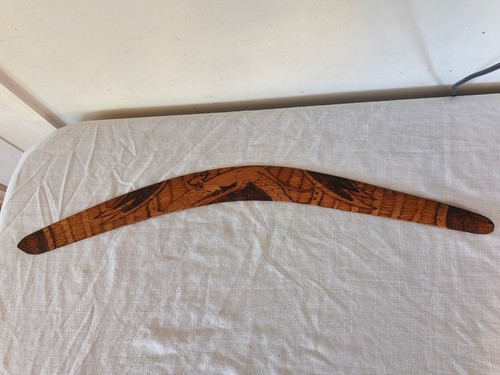 Large vintage wood boomerang - large,
