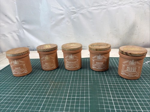 Vintage terracotta herb pots - vintage,