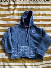 Namaste Nepal Zip Hoodie Jacket Handmade 100% Wool & Fleece Lined woman’s M/L