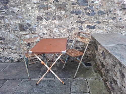Vintage metal bistro table - table, &