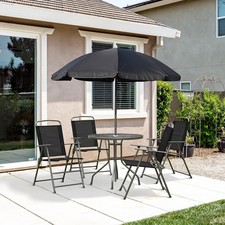 4 Seater Bistro Set Garden Furniture Patio Bistro Round Table Chairs W/ Parasol