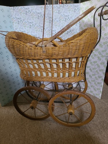 Vintage metal and wicker dolls - wicker,