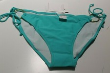 NEW SHERIDYN FISHER SWIMWEAR AQUA GREEN GOLD RING  BIKINI PANT BRIEF SIZE 14