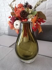Vintage Murano Sommerso Glass Vase Olive Green To Clear
