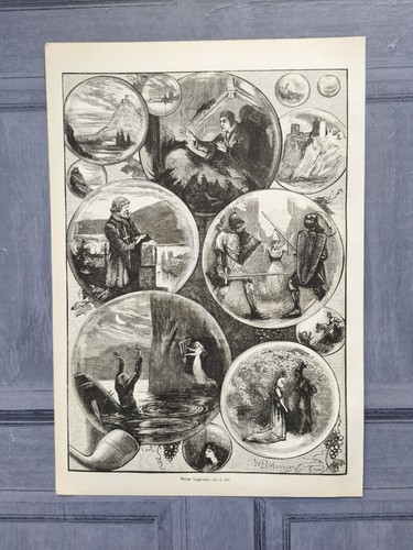 Antique 1881 rhine river - 1881,