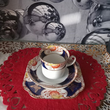 Vintage Royal Vale H J C Longton No 3704 Tea/Coffee Trio Rare Pattern 