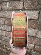 Kirkland Autumn Wire-Edged Ribbon 1.5" No Seams Orange Green Red Partially Used