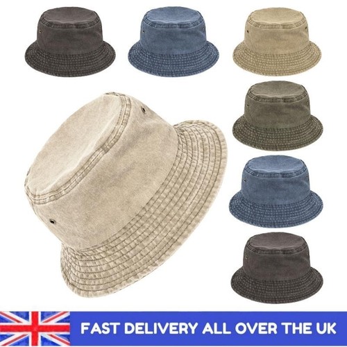 Stonewashed cotton bucket hat - bucket,