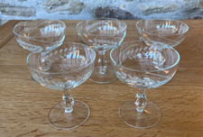 Vintage champagne coupe etched - champagne,