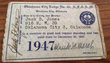 Vintage 1947 Free Mason Grand Secretary Certificate Card City Lodge Oklahoma-36