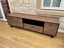 Walnut-Effect Media Console W/