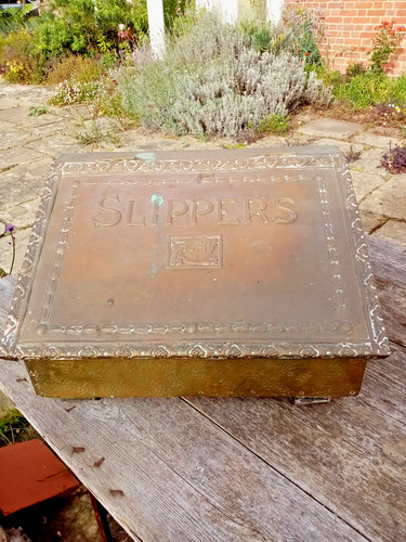 Brass slipper box vintage - slipper, box.