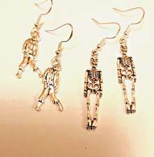 Zombie or skeleton Tibetan silver dangle earrings, Halloween, Living Dead, gift