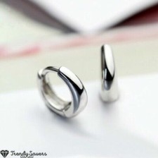 925 Sterling Silver Hypoallergenic Small Glossy 10mm Sleeper Hoops Earrings