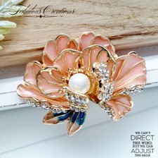Peach Peony Flower Brooch
