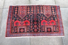 Vintage Fragment Hand Made Traditional Oriental Wool Red Small Rug 69x113cm