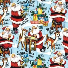 RETRO VINTAGE CHRISTMAS LETTERS TO SANTA HOLLY JOLLY MICHAEL MILLER FABRIC HY