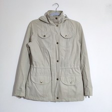 Barbour Cotton Touch Sapper Womens UK 10 Beige Jacket Hooded Adjustable Waist