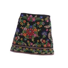 Zara Mini Embroidered Skirt Black Floral Bohemian Folk Bloggers size M
