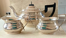 Stylish Viners Alpha plate tea set. Teapot , cream jug & sugar bowl