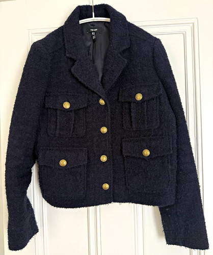 Navy boiled wool - navy, short