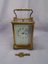 ANTIQUE 1900 FRENCH REPEATER CARRIAGE CLOCK + KEY IN GOOD WORKING ORDER
