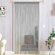 Taiyuhomes Bead String Curtains Door Fly Screen Curtain Beaded (90x200cm) Grey