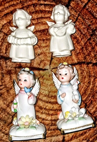Vtg ceramic glass angel - ceramic,
