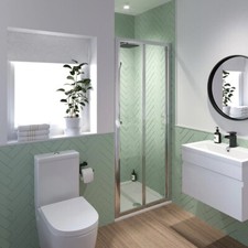 Bifold Shower Door 800mm - 6mm Aluminium Clear Glass Bathroom