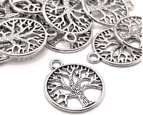 Silver double sided charms - silver,