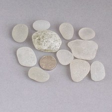 Genuine SEAHAM SEA GLASS Clear LARGE PIECES Ideal for Jewellery Making