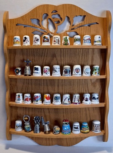 Vtg thimbles wood display - 36,