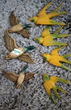 Vtg Chalkware Flying Ducks&