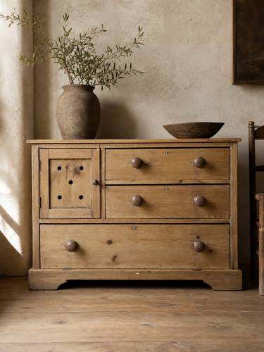 Antique victorian pine chest - pine,