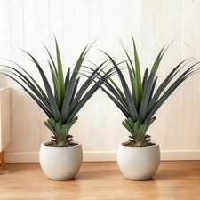 2 Pack 90cm Artificial Agave Fake Plant Lifelike Aloe Succulent Black Pot 
