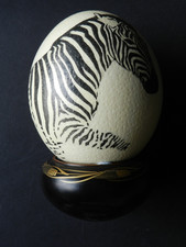OSTRICH EGG WITH ZEBRA PATTERN
